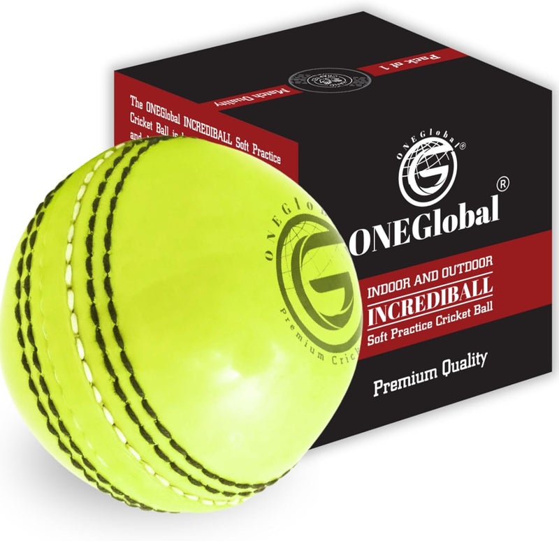 ONEGlobal Soft Rubber Cricket Ball for Practice | Outdoor & Indoor Practice Cricket Ball with Core & Stitched Seam | Realistic Feel, True Bounce & Swing for Practice, Honing Skills & Family Fun - Image 1